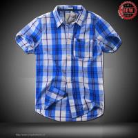 heren abercrombie fitch plaid katoen korte overhemd blauw wit Store Arnhem dbzzo337